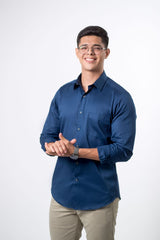Camisa Stretch antiarrugas Azul Navy