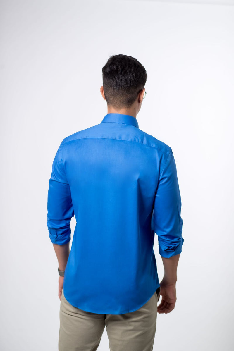 Camisa Stretch antiarrugas Azul